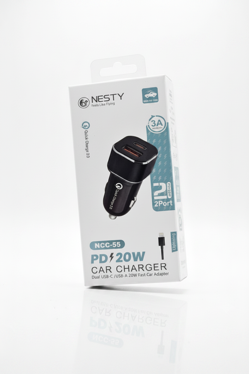 20W PD USB & Type C Dual Port Car Charger NCC-55