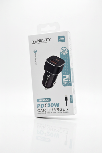 20W PD USB & Type C Dual Port Car Charger NCC-55